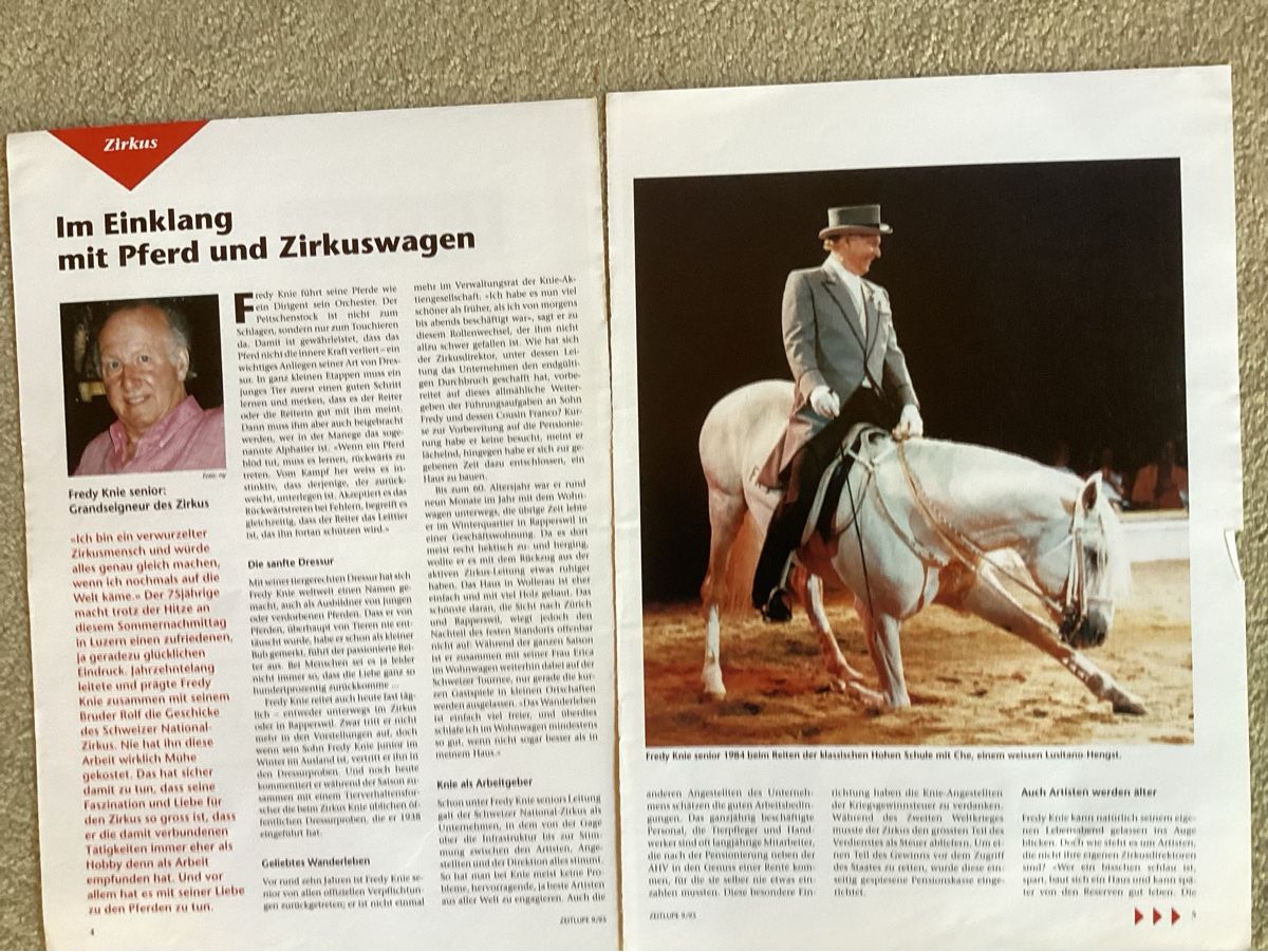 Poster & Bilder: Circus Knie Zeitungsbericht 1995 – Gebraucht aus Reichenbach i. K. von astra2010