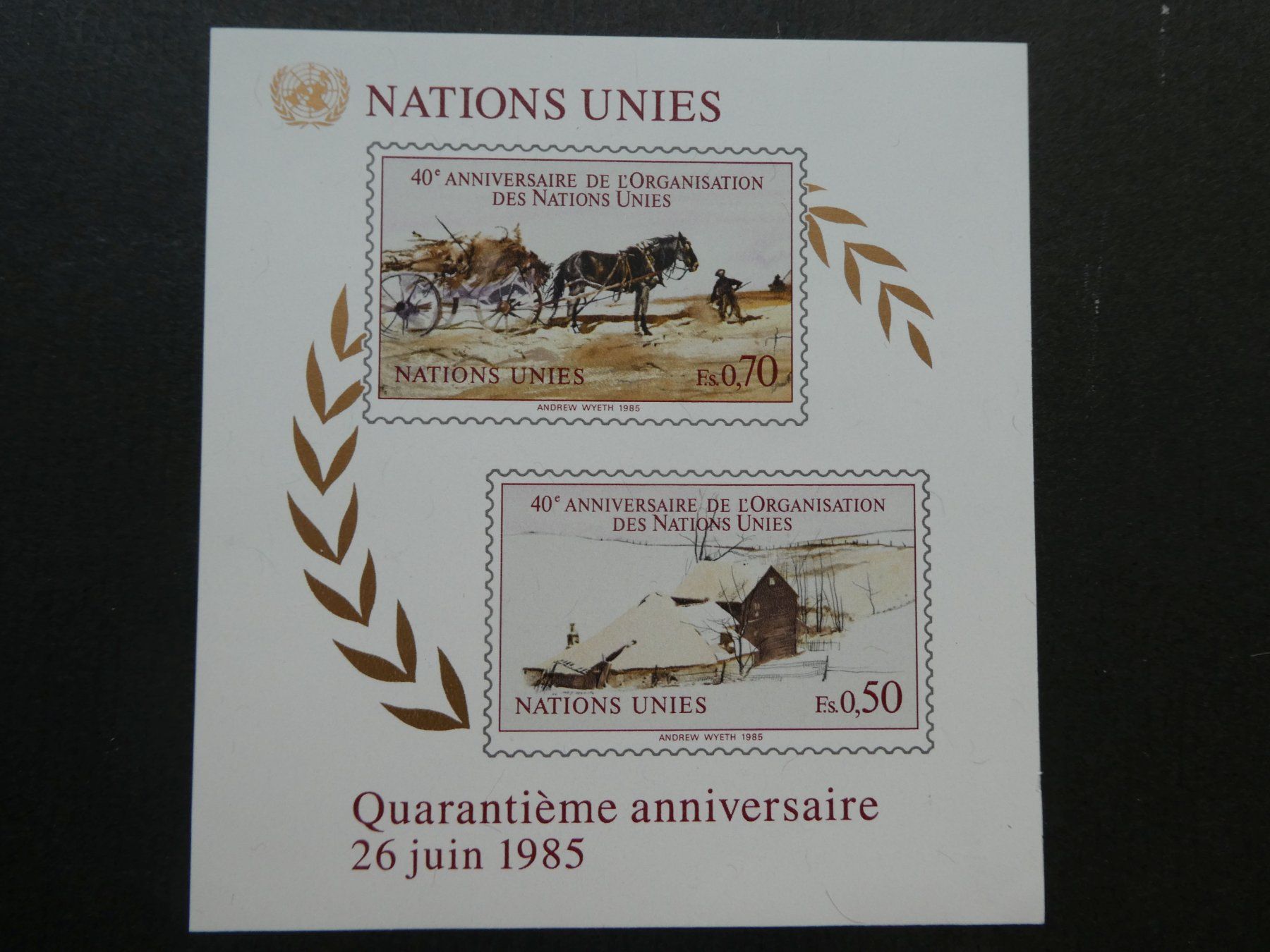 Tutti i francobolli: UNO Genf 1985 Block ** – Usato da Sissach venduto da eriluz