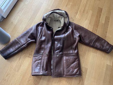 Winterjacke mit Kaputze Lammfell Leder ANTILOP Gr. 54