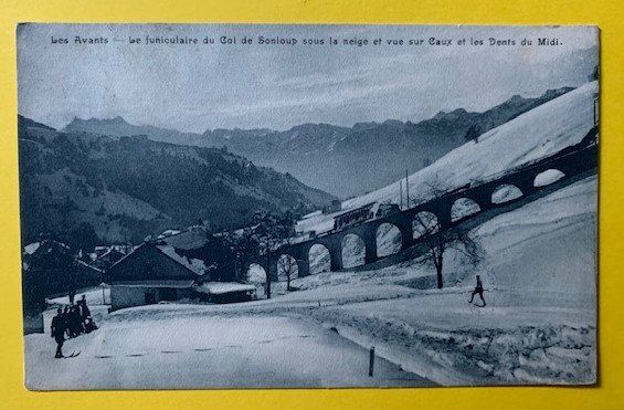 Les Avants Le funiculaire du Col de Sonloup sous la Neige | Kaufen auf ...