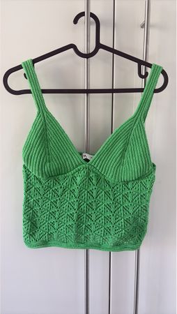 Green knit crop top size M Zara