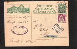 GS 10 Rp Bildpost Brunnen SZ mit Zusatz sitz. Helvetia ,1927