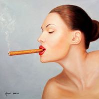 Modern Art - Frau mit Cohiba Zigarre