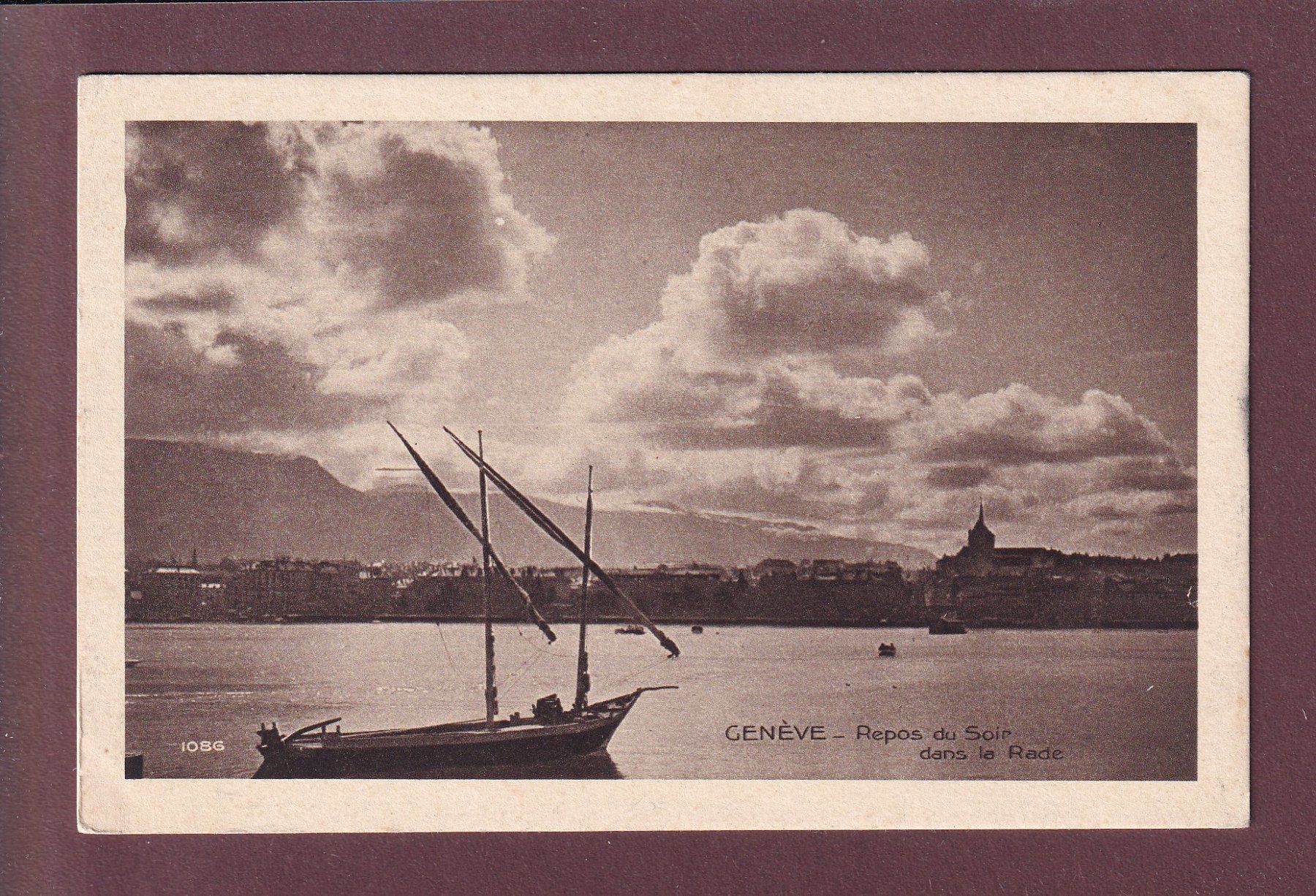 Ansichtskarten: GENEVE - Rade le soir - Barque - 1917 – Gebraucht aus Pully von nicecards