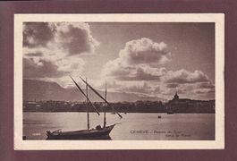 GENEVE - Rade le soir - Barque - 1917