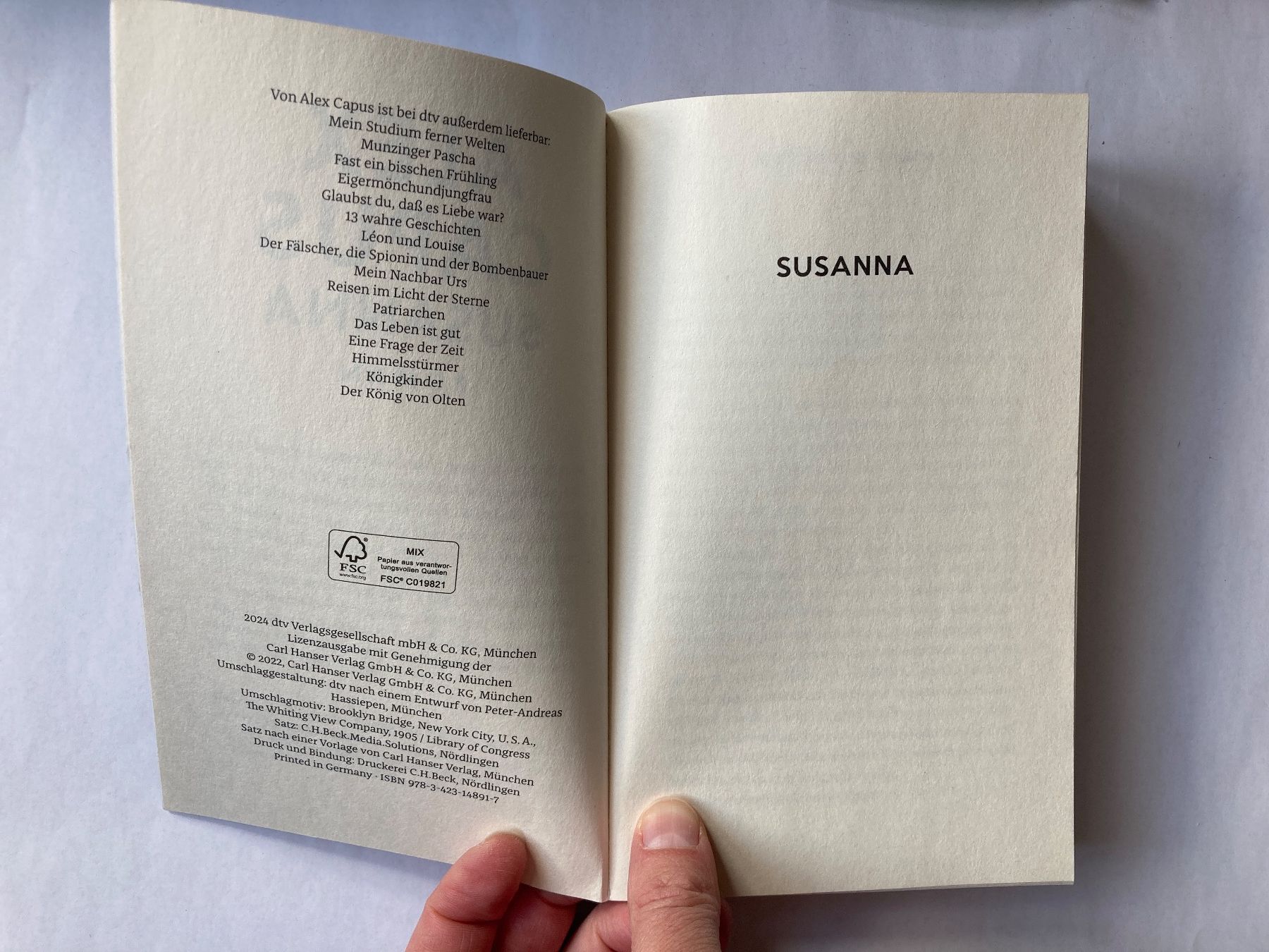 Libri: Alex Capus: Susanna - Roman – Usato da Bubendorf venduto da Alpenheidi 3