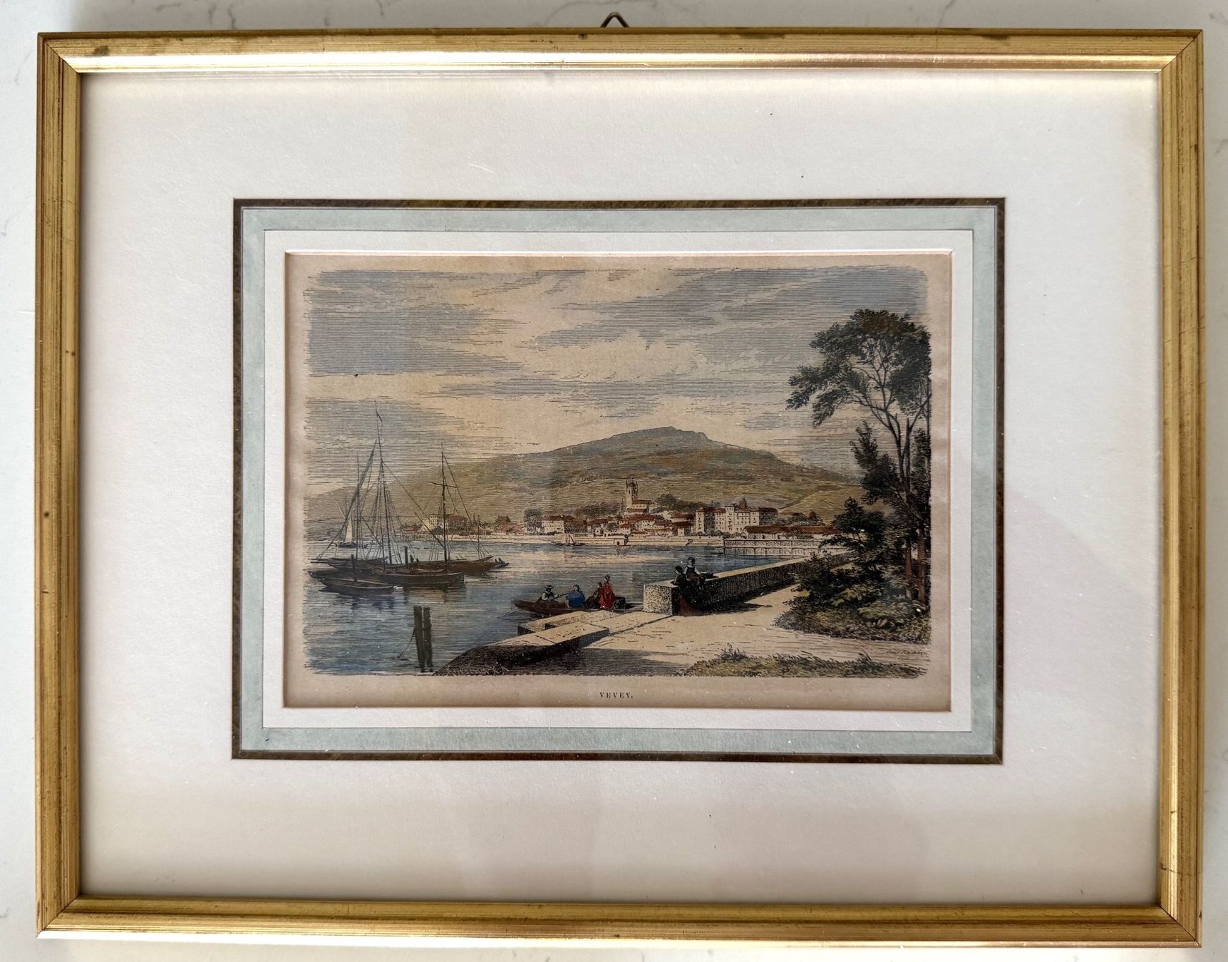 Dipinti: 3 jolis tableaux vue ancienne Ouchy Morges – Usato da Auboranges venduto da Mottura1963 1