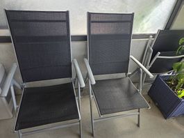 6 Gartenstühle, klappbar Metall Textil grau