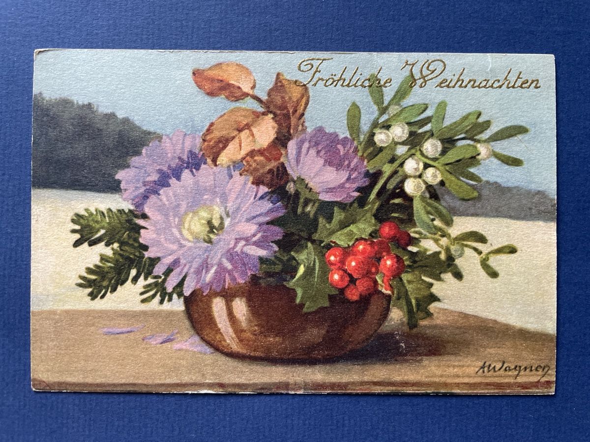 Cartoline postali: Antike Weihnachtskarte, "Fröhliche Weihnachten", A.Wagner – Usato da Neuhausen am Rheinfall venduto da Arielle55