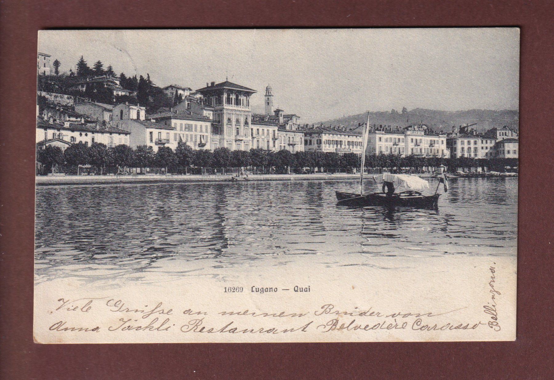 Cartoline postali: LUGANO - Quai - 1905 – Usato da Pully venduto da nicecards