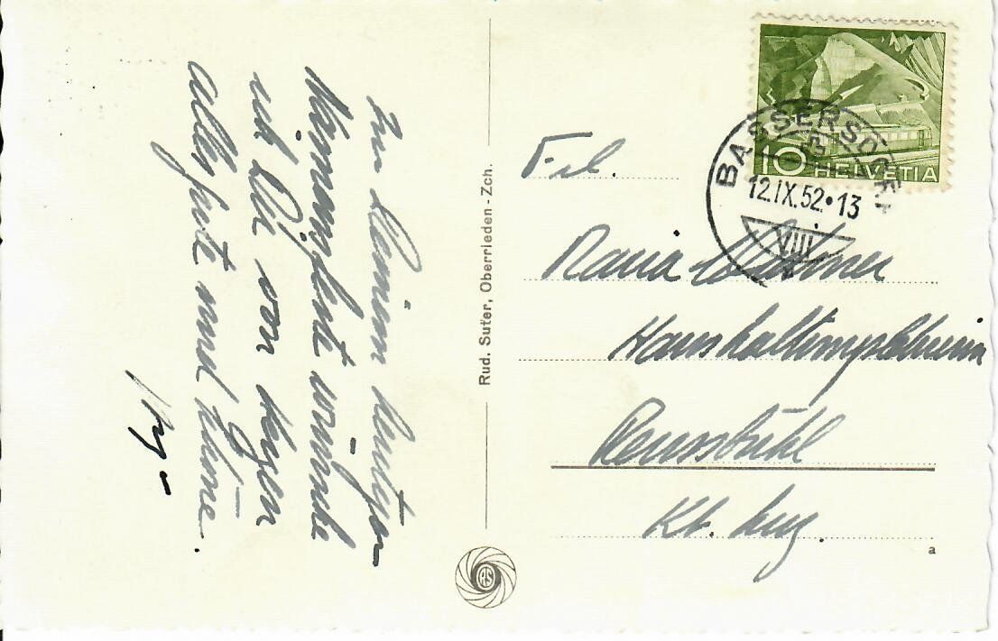 Cartoline postali: Bassersdorf  1952 – Usato da Hochdorf venduto da Ziegel-16 1