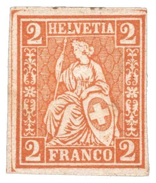 Alle Briefmarken: 2Rp. Probedruck Sitzende Helvetia – Neu (gemäss Beschreibung) aus Heerbrugg von Swissphila