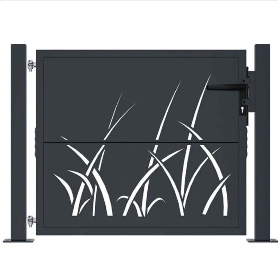 Porte: Gartentor Stahl mit Motiv Gras anthrazit neu – Nuovo e nell'imballaggio originale da Endingen venduto da Porsche5304