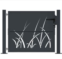 Gartentor Stahl mit Motiv Gras anthrazit neu