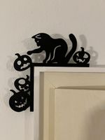 Black Cat Pumpkin Halloween Door Frame Decor New