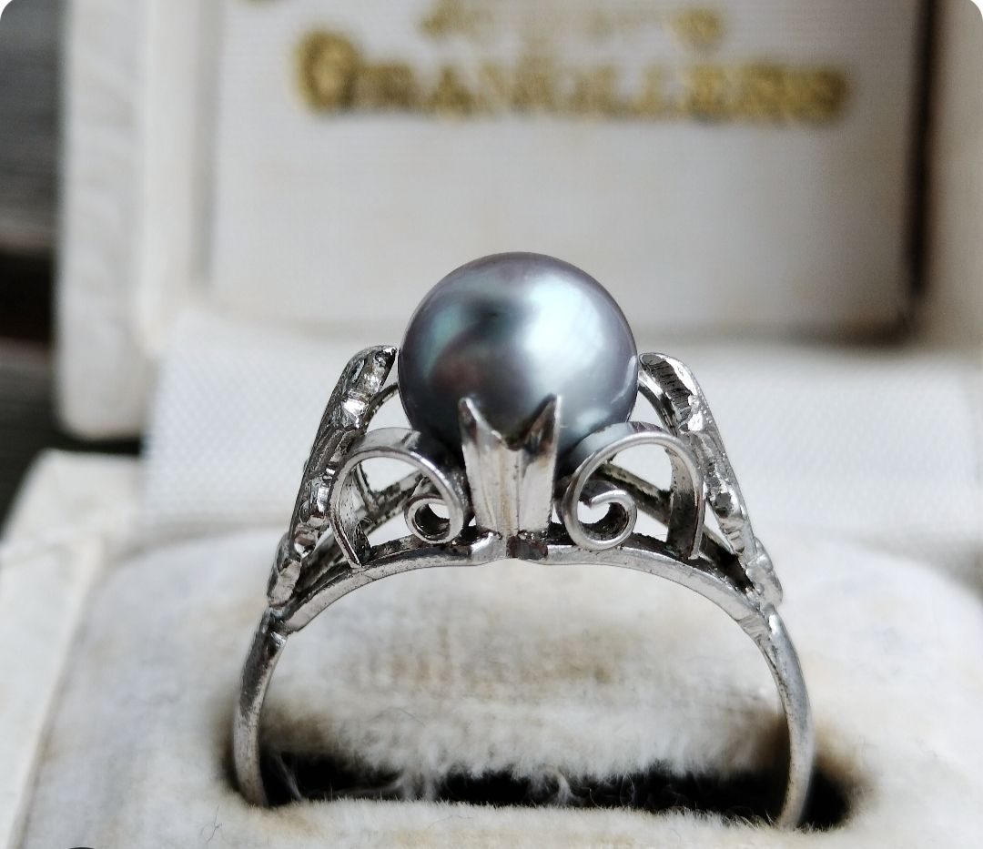 Anelli: Art Deco Antiker Perlen Silber Ring – Usato da schwyz venduto da larry91sz 5