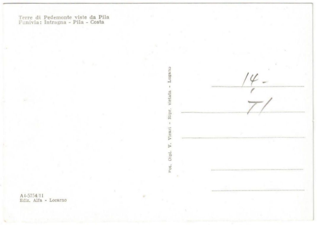 Cartoline postali: Intragna - Luftseilbahn Intragna--Costa – Usato da Binningen venduto da Mountainrider 1