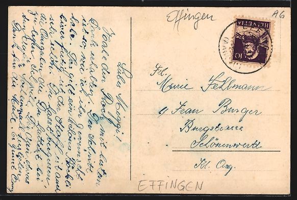 Ansichtskarten: Effingen /AG, Ortsansicht aus der Vogels – Gebraucht aus Berlin von bartko-reher 1