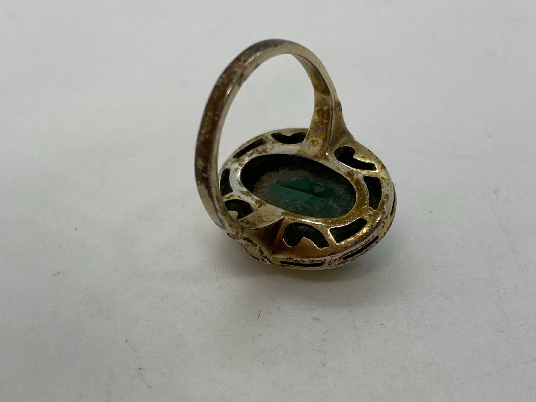 Ringe: Ring mit grünem Stein, 800 Silber, 46mm ///E108 – Gebraucht aus Bern von  3