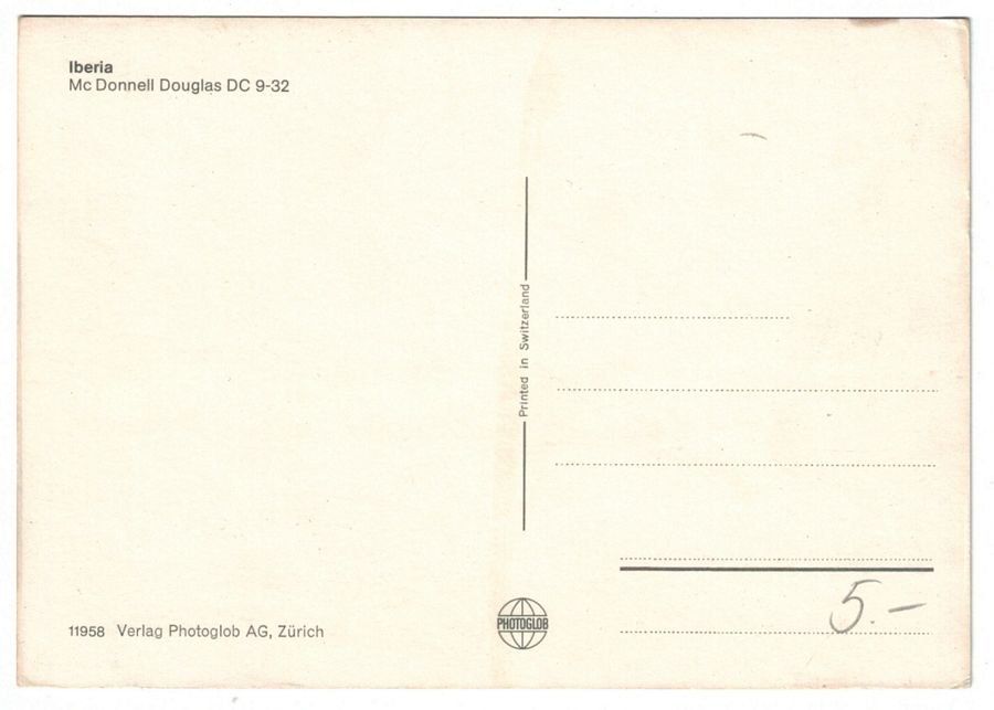 Cartoline postali: Iberia McDonnell Douglas DC 9-32 – Usato da Frauenfeld venduto da POML 1