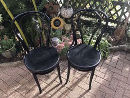 2 Stück, Vintage Bugholzstühle, Kaffeehausstühle schwarz