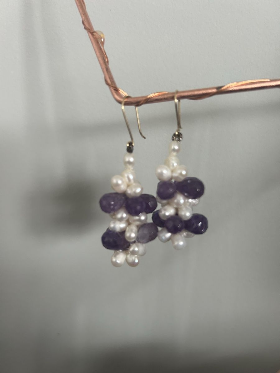 Orecchini pendenti & Orecchini a lobo: Beautiful Amethyst and Pearl Beaded Dangle Earrings – Nuovo (secondo la descrizione) da Neuchâtel venduto da izo_55gm