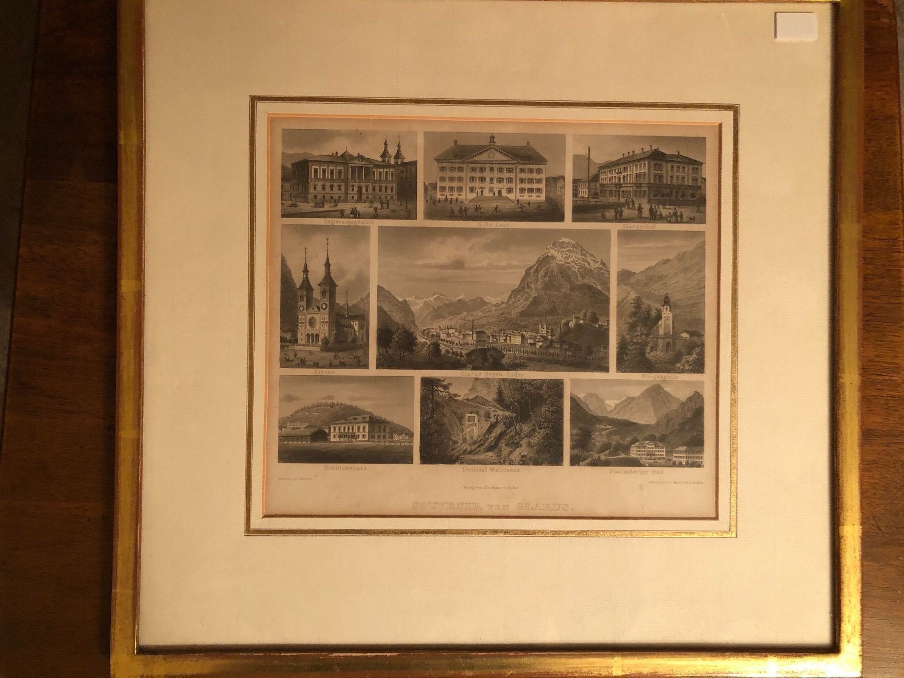 Poster & Bilder: Souvenir von Glarus. Antike Aquatinta. – Gebraucht aus Wald ZH von mlnt 3