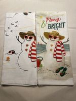 39) 2x Christmas Towels, "Merry & Bright" New