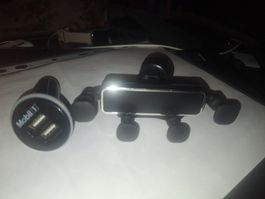 lot Support téléphone voiture fixation grille et chargeur 