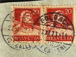 🔥🕹️ Goldach SG  auf HELVETIA "Tellbrust von 1922" Nr.: 158