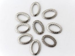 9 x ovale Ringe Schmuckanhänger Kunststoff Silber, Acryl