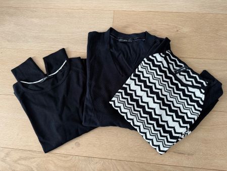 3 Damenpullover Gr. S, Zero & Flamme, schwarz/weiss