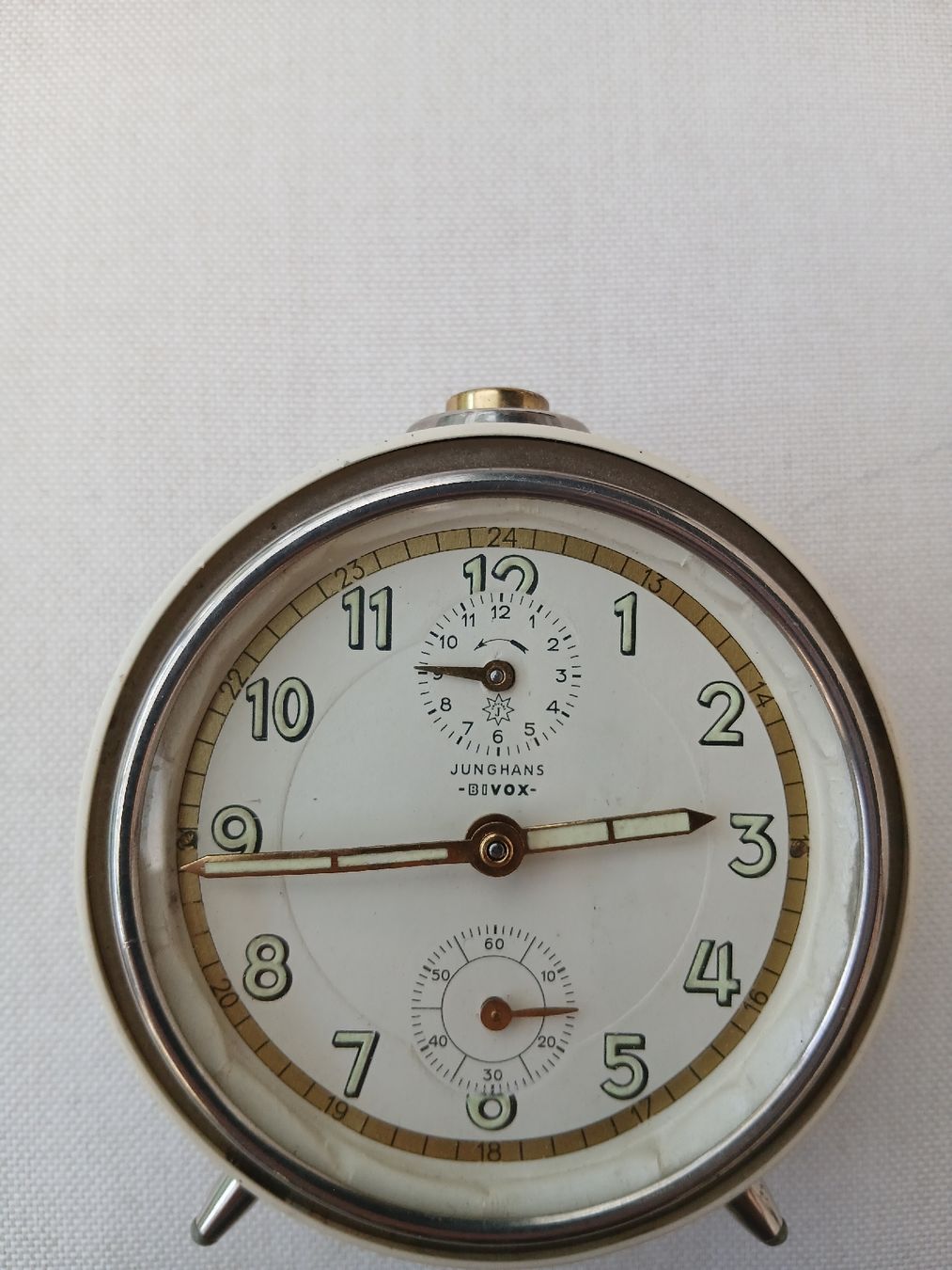 Junghans Orologi da terra & Orologi da parete: Junghans Bivox Mechanical Alarm Clock. – Usato da St-Cergue venduto da gar_x2b7 2