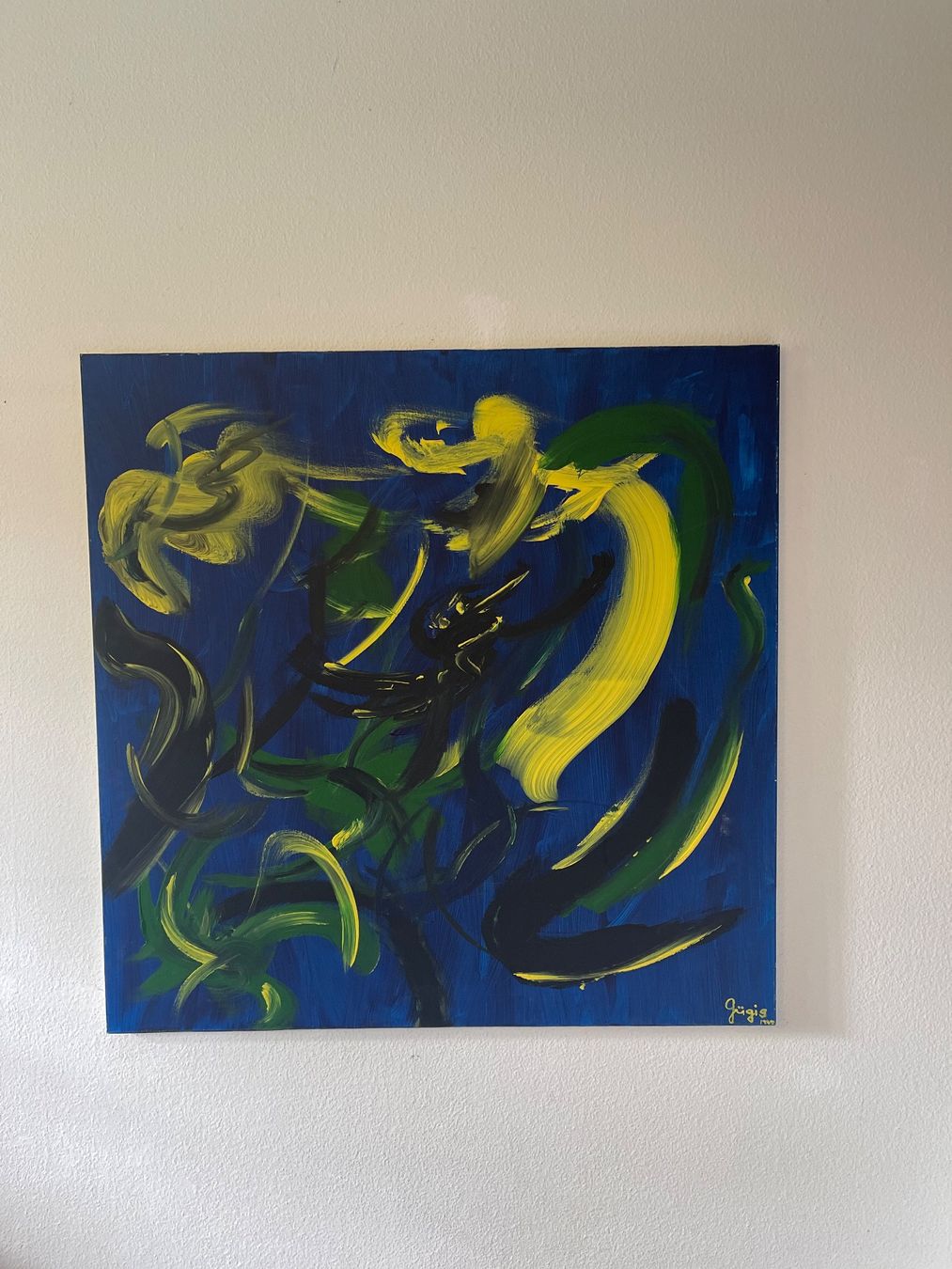 Poster & Bilder: Abstraktes Gemälde, Original, Leinwand, Top Zustand! – Gebraucht aus Gattikon von Guegis66