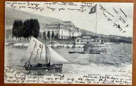 Neuchâtel - Barque & Rames devant Musée du Port 1901