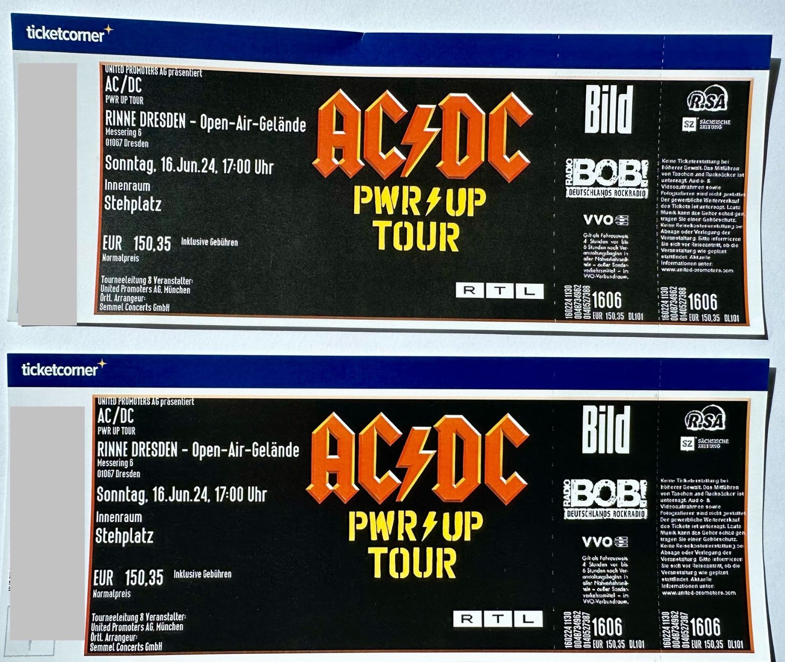 Tickets: AC DC Power up Tour Dresden – Neu und originalverpackt aus Erlinsbach SO von
