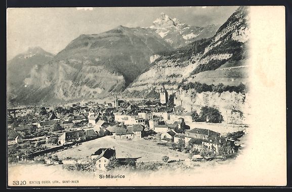 Cartoline postali: AK St-Maurice, Teilansicht mit Bergen – Usato da Berlin venduto da bartko-reher