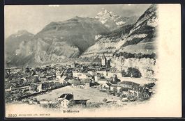 AK St-Maurice, Teilansicht mit Bergen
