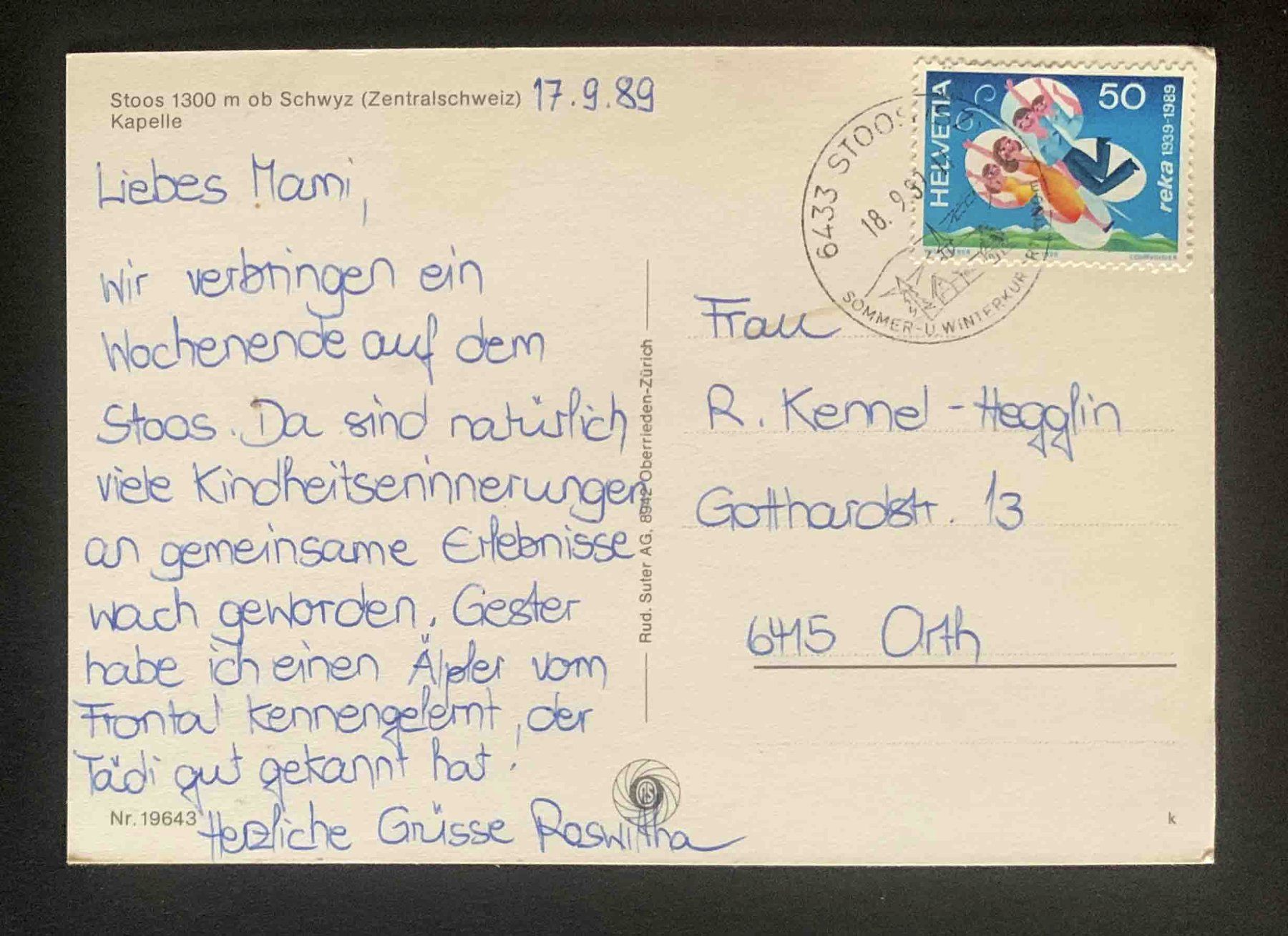Cartoline postali: AK Stoos ob Schwyz Kapelle – Usato da Goldau venduto da artelier1 1