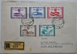1955 FDC R-Brief von Austria an Schweizer Gardist im Vatican