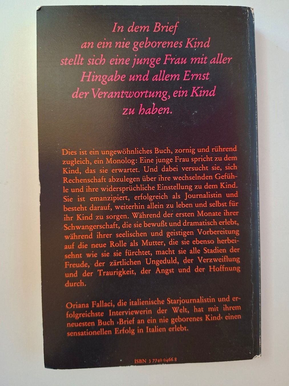 Libri: Oriana Fallaci - Brief an ein nie geborenes Kind – Usato da Dietikon venduto da Buchantiqdietikon 1