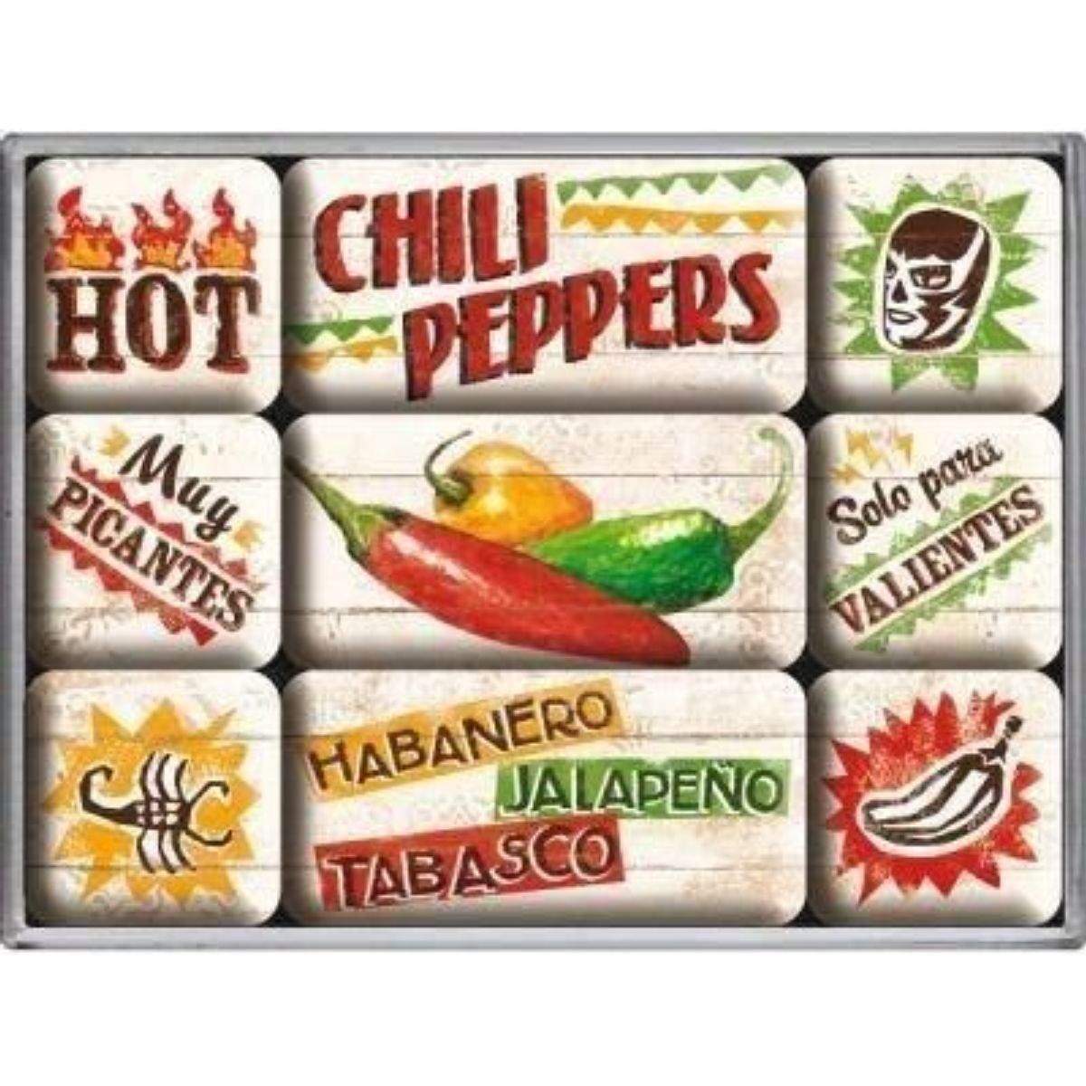 Calamite: 9-tlg Magnet-Set - CHILI PEPPERS – Nuovo e nell'imballaggio originale da Rupperswil venduto da big-one-sale
