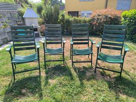 4 Stück Grüne Metall Garten Stühle Klappbar 