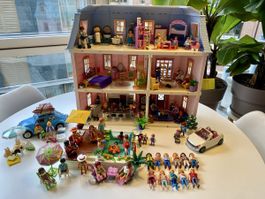 Maison Playmobil, voitures et piscine