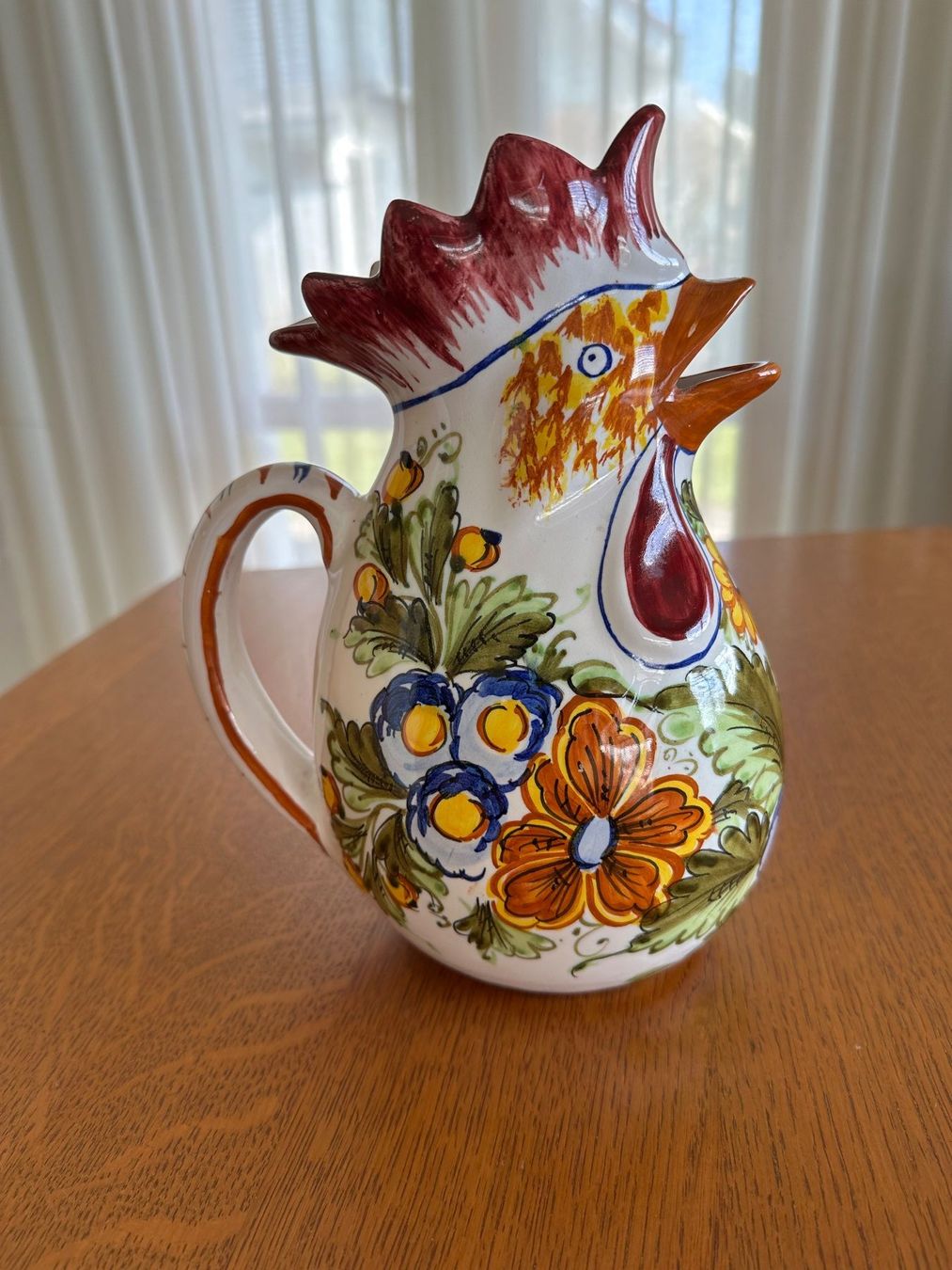 Karaffen: Handgemalte Vintage Karaffe "Hahn" Keramik Mancinelli Deruta – Gebraucht aus Worb von Anne_711