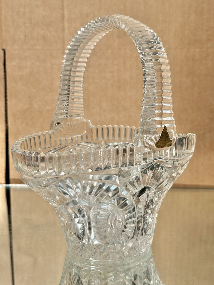 Ciotole: Vintage OBERGLAS Austria Crystal Basket – Usato da Lausanne venduto da vas_mbk2 3