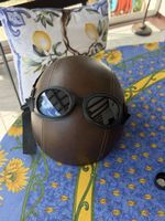 Decorative casque vintage marron avec lunettes taille M