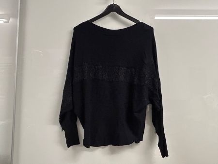 Fledermaus Ärmel schwarze Pullover mit Spitze One Size Neu