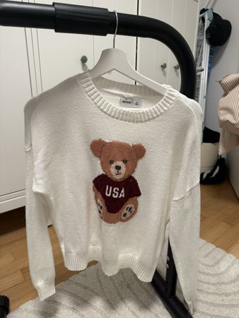 Hollister Strickpullover mit Teddy Motiv, XS, Top Zustand