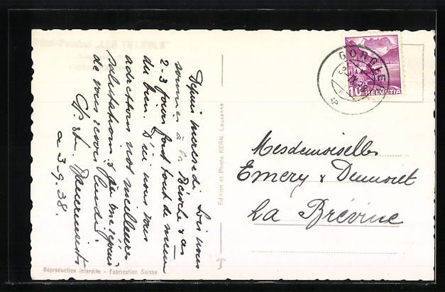 Cartoline postali: AK Gorgier, Vue generale, 1938 – Usato da Berlin venduto da bartko-reher 1